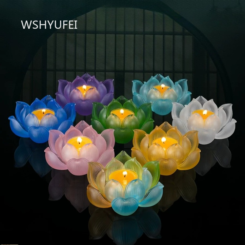 Glass Lotus Candlestick Househ - Candle Glass Supplies recension och pris
